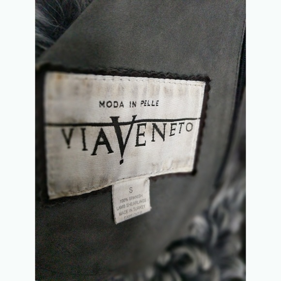 Via Veneto Lamb Shearling Leather Suede Fur Coat - Picture 3 of 14